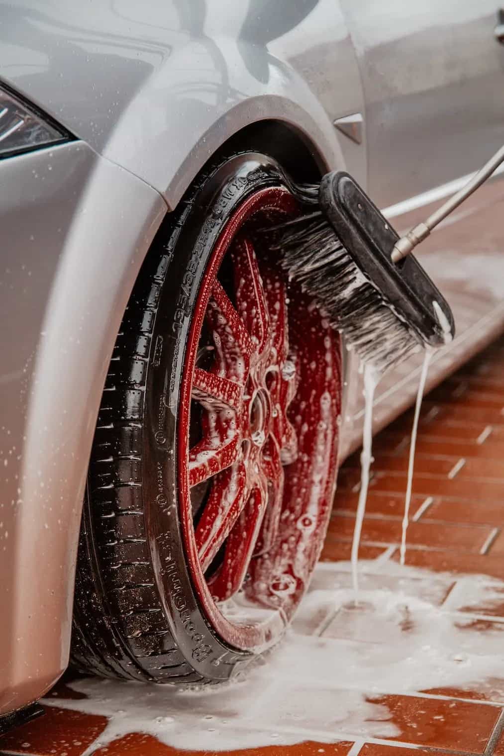 Freshly detailed wheel and tire